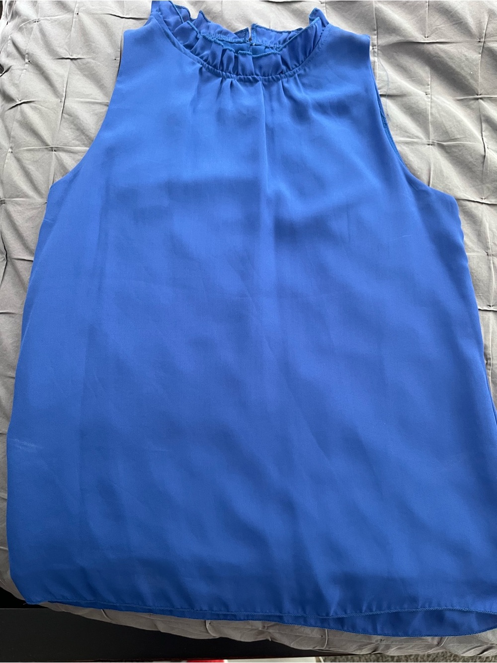 Women’s Royal Blue Sleeveless Ruffle-Neck Top